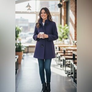 BEAUTIFUL Mallia Purple Soft Lambswool/Angora Single Breasted Pea Coat